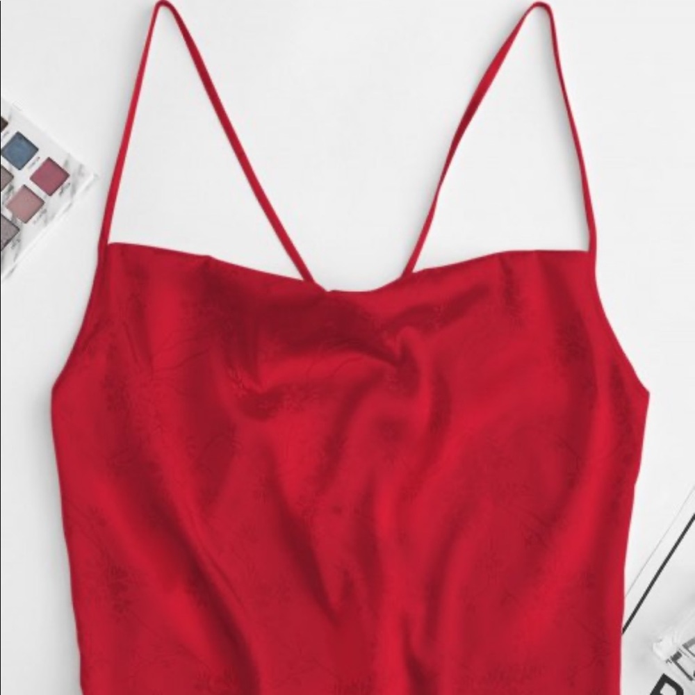 Flower Jacquard Crop Camisole